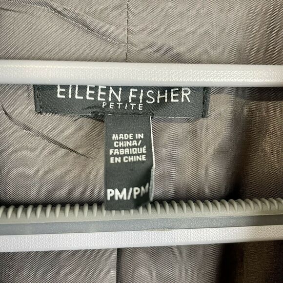 Eileen Fisher Brown Organic Linen Silk Open Front Lined Jacket Blazer Size PM - Picture 3 of 10